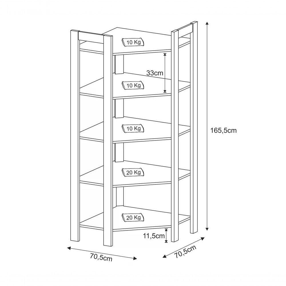 Estante De Canto Closet Multiuso Az1020 Preto Nogal