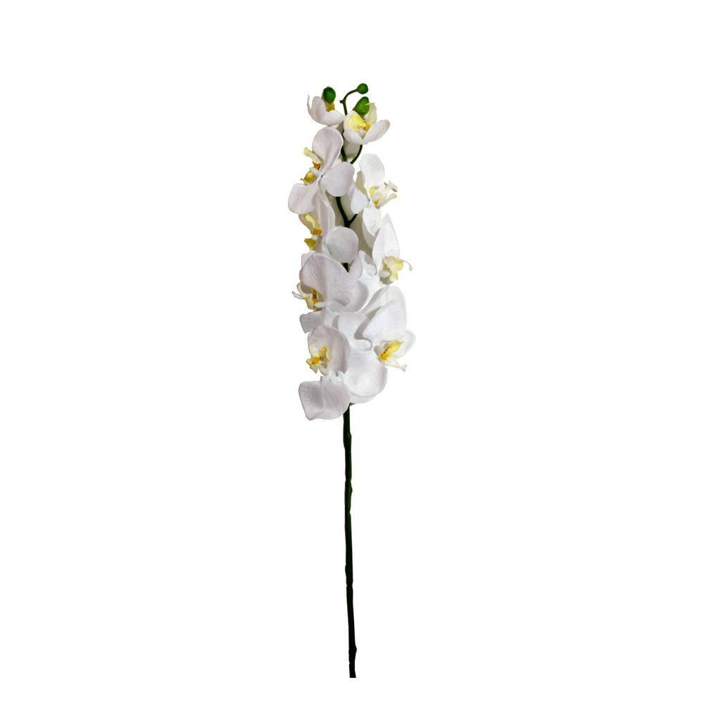 Flor Orquídea Phalaenopsis Artificial Branco 77cm