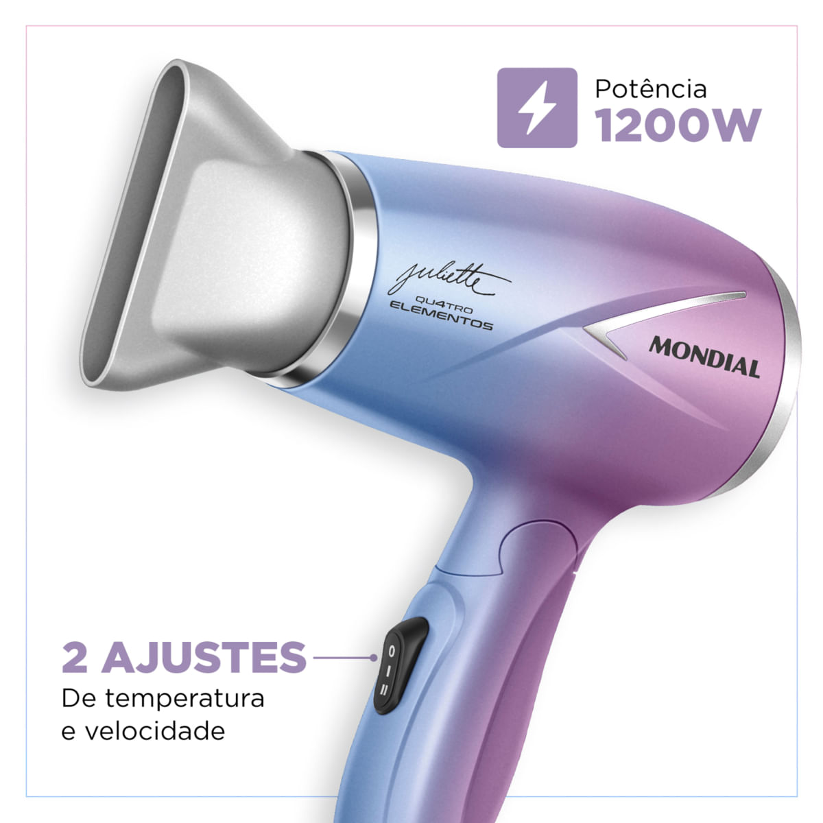 Secador de Cabelo Travel Qu4tro Elementos By Juliette Mondial SCT-JU-03 BIV