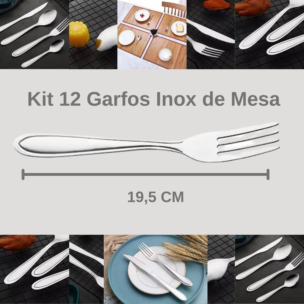 Jogo Garfo De Mesa Inox 12 Peças Restaurante Pizzaria Casa