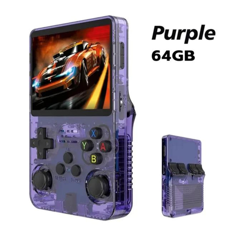 Console de Videogame Portátil Retro R36S com Sistema Linux e 15000 Jogos roxo