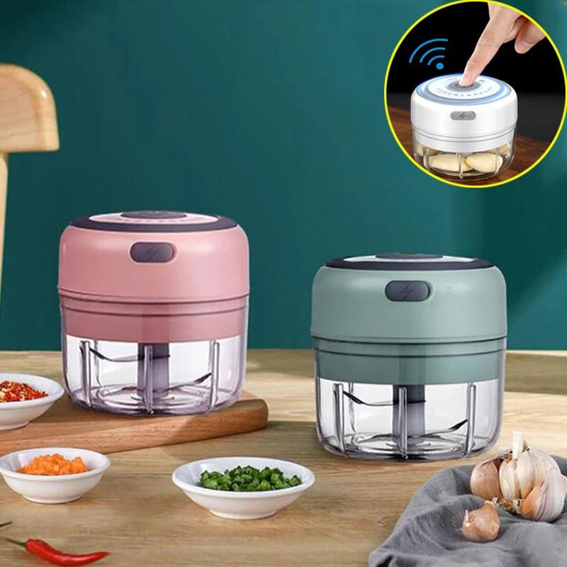 Mini Processador Elétrico de Alho 100ml - Chopper USB para Legumes e Carnes azul