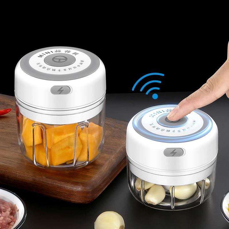 Mini Processador Elétrico de Alho 100ml - Chopper USB para Legumes e Carnes azul