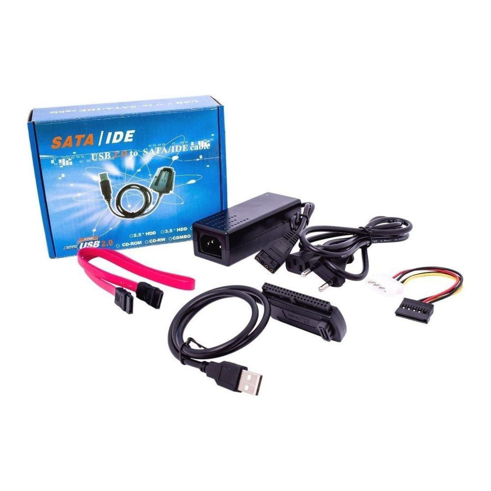 CONVERSOR ADAPTADOR CABO USB 2.0 HD IDE P/ SATA FONTE 3 EM 1