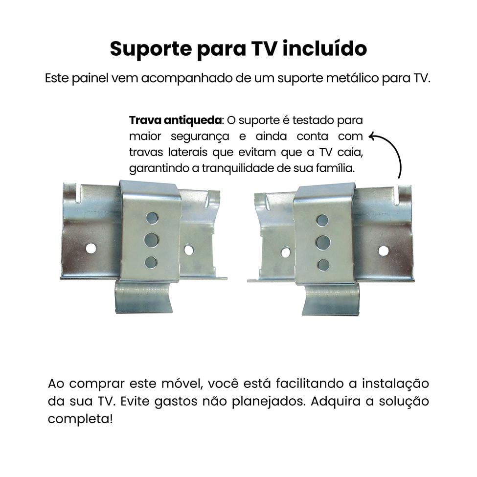 Painel com Rack Suspenso até 72 Polegadas Toronto 2 PT Cinamomo e Off White