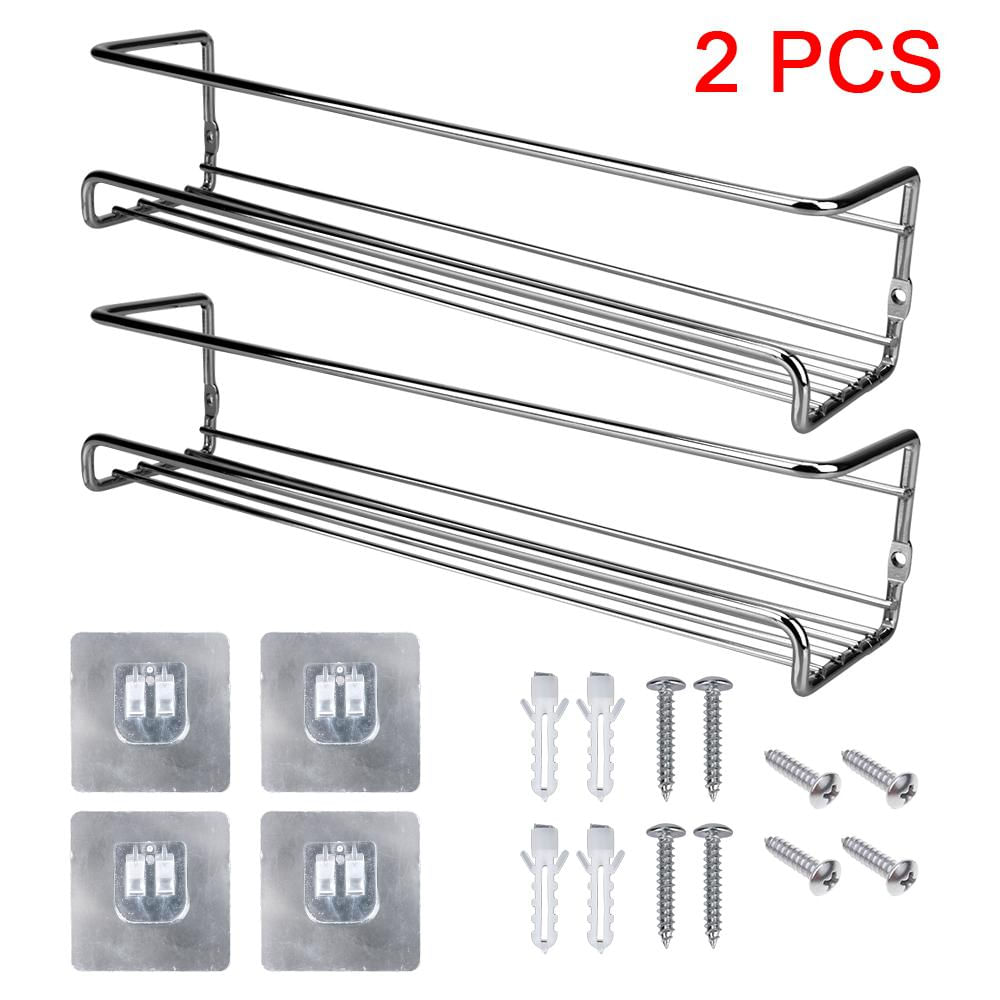 Suporte de Armazenamento para Temperos Montado na Parede - 2 Peças prata
