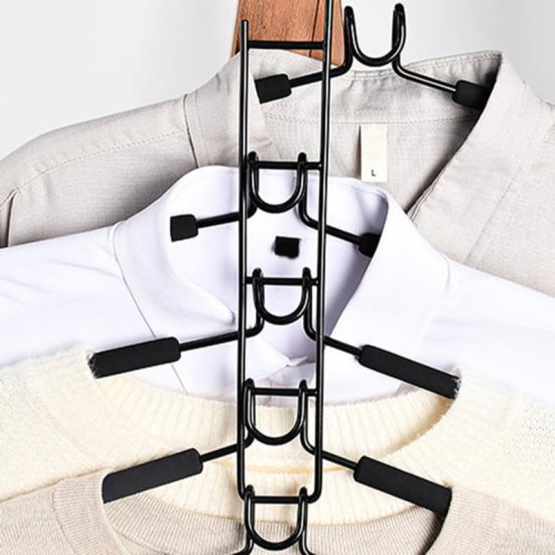 Cabide Multi-Layer 5 em 1 com Design Antiderrapante para Organização do Closet