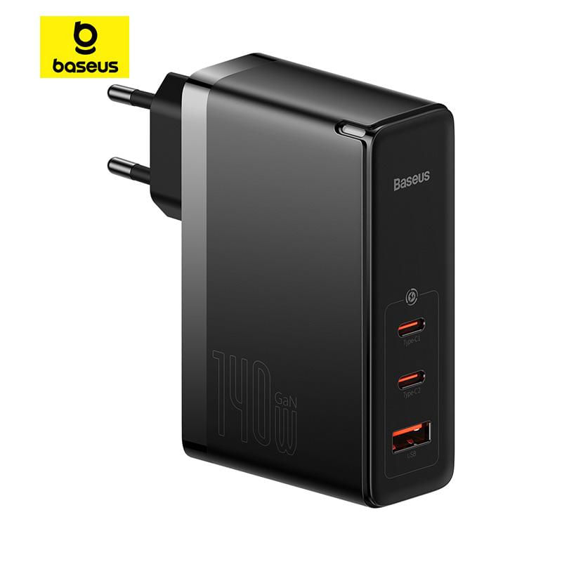 Carregador Rápido Baseus GaN5 Pro Dual Type C+USB 140W preto