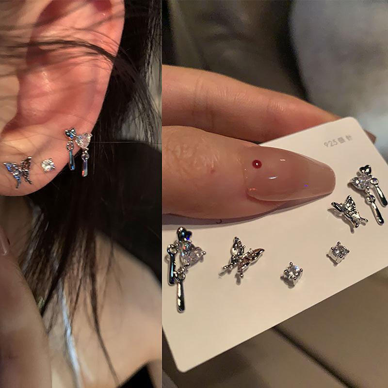 Conjunto de 6 Brincos de Cristal para Mulheres - Acessórios de Festa e Casamento A3