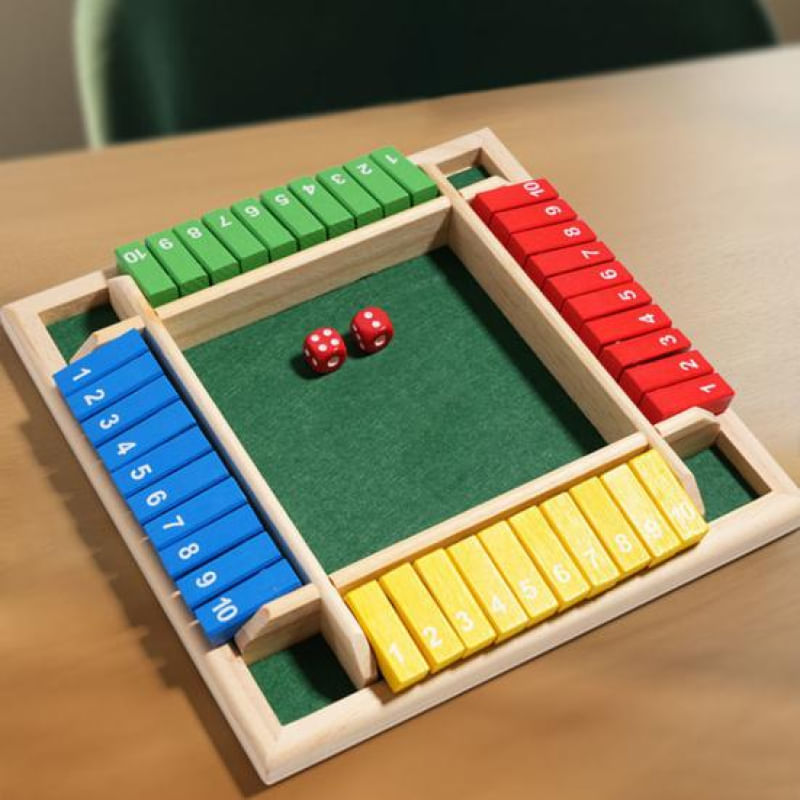 Jogo Shut The Box com Dados de 4 Lados para Crianças e Adultos