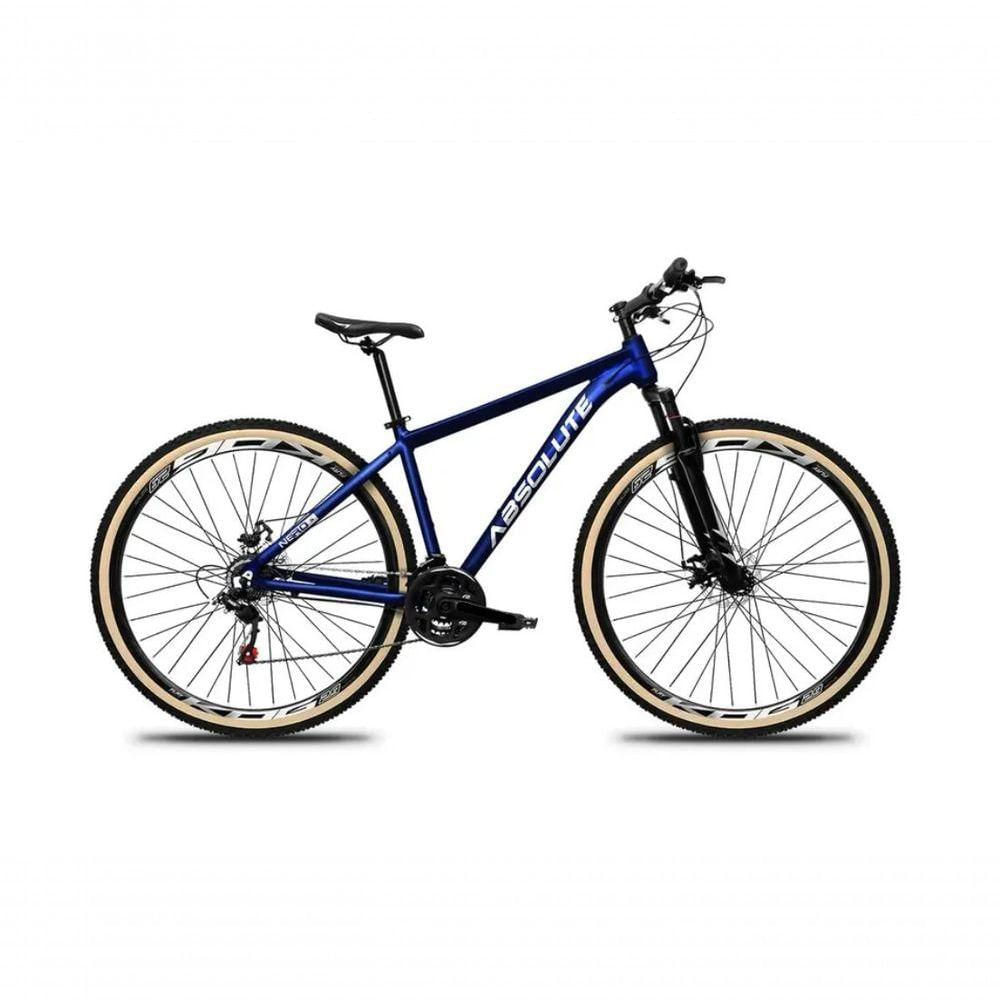 Bicicleta Aro 29 Absolute Nero 5 Alumínio 27v K7 Freio Disco Mecânico Garfo Suspensão Pneu Com Faixa - Azul Tam.19