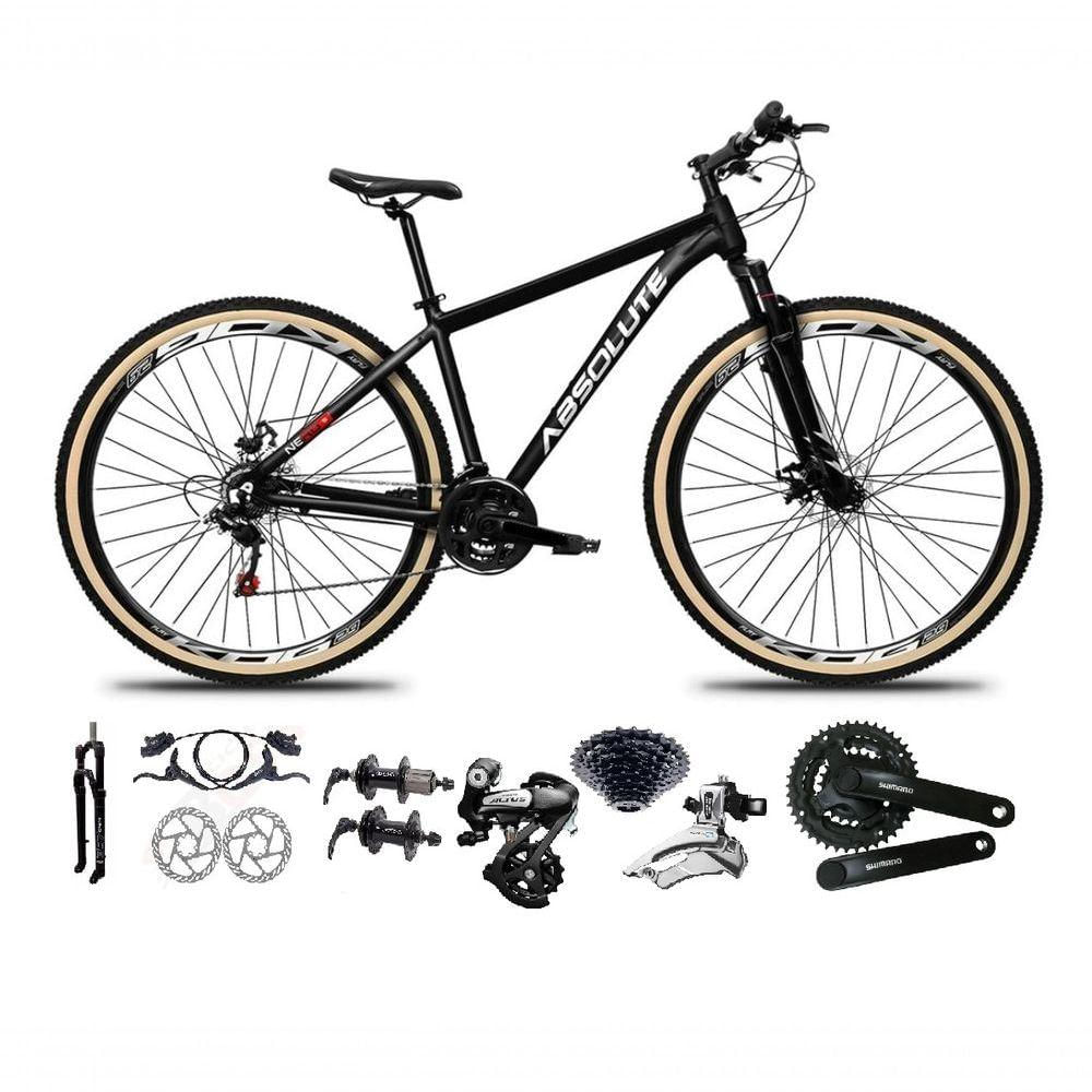 Bicicleta Aro 29 Absolute Nero 5 Shimano Altus 24v Freios Hidráulicos Garfo Com Trava Pneu Com Faixa Preto Tam 21