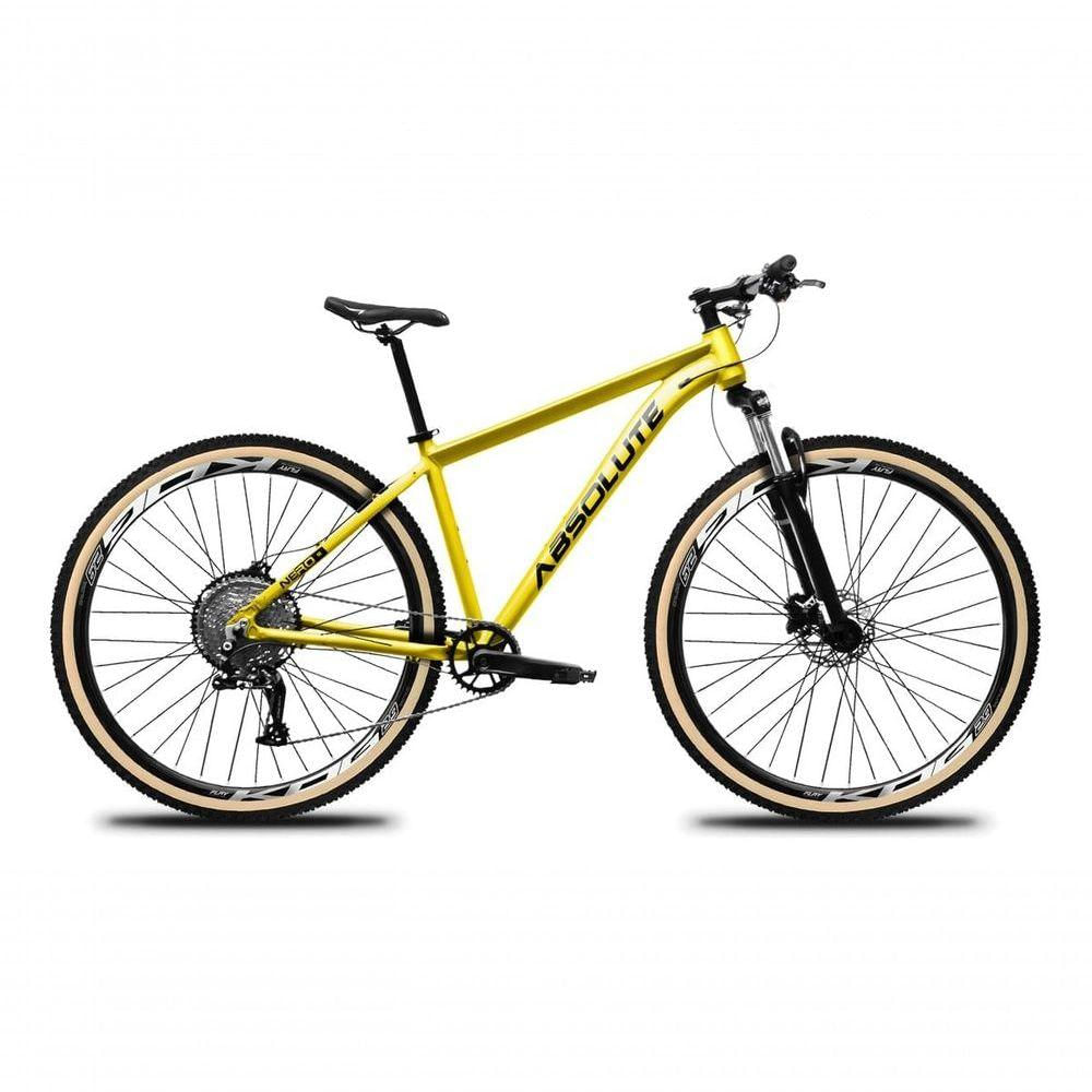 Bicicleta Aro 29 Absolute Nero 5 12v Garfo Trava No Guidão Freios Hidráulicos Com Pneu Faixa Amarelo Tam 21