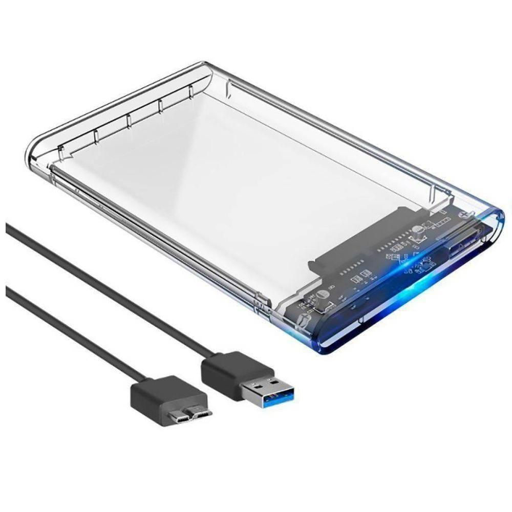 Case para Hd 2.5 Sata Usb 3.0 Transparente Slim Externo