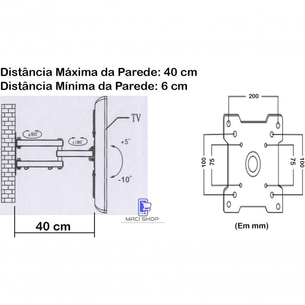 Suporte Tv Led Lcd Tri-articulado 32 39 40 42 43 48 50 55