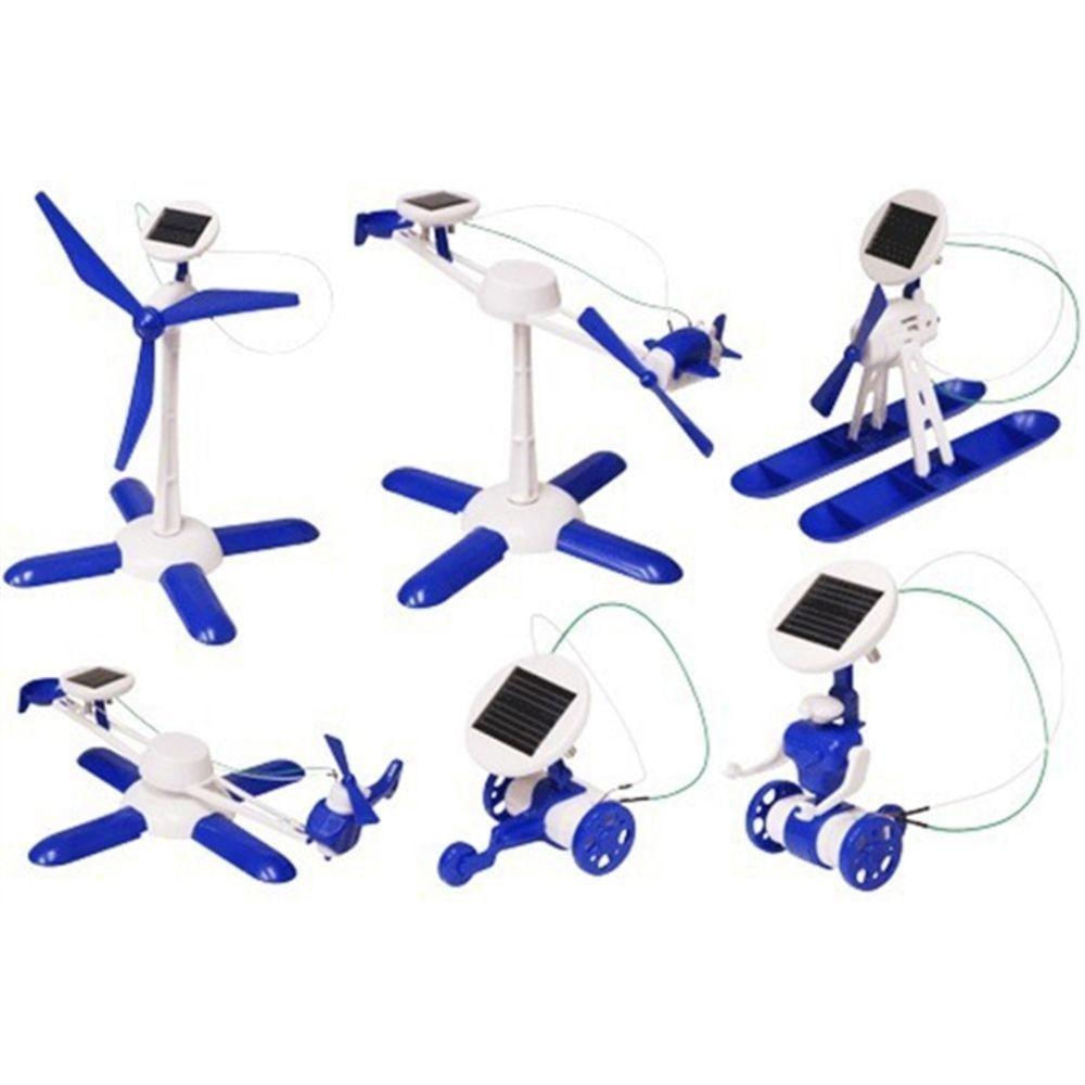 Kit Robô Solar 6 Em 1 Robótica Brinquedo De Montar Helicóptero Dinossauro Educativo Energia Solar