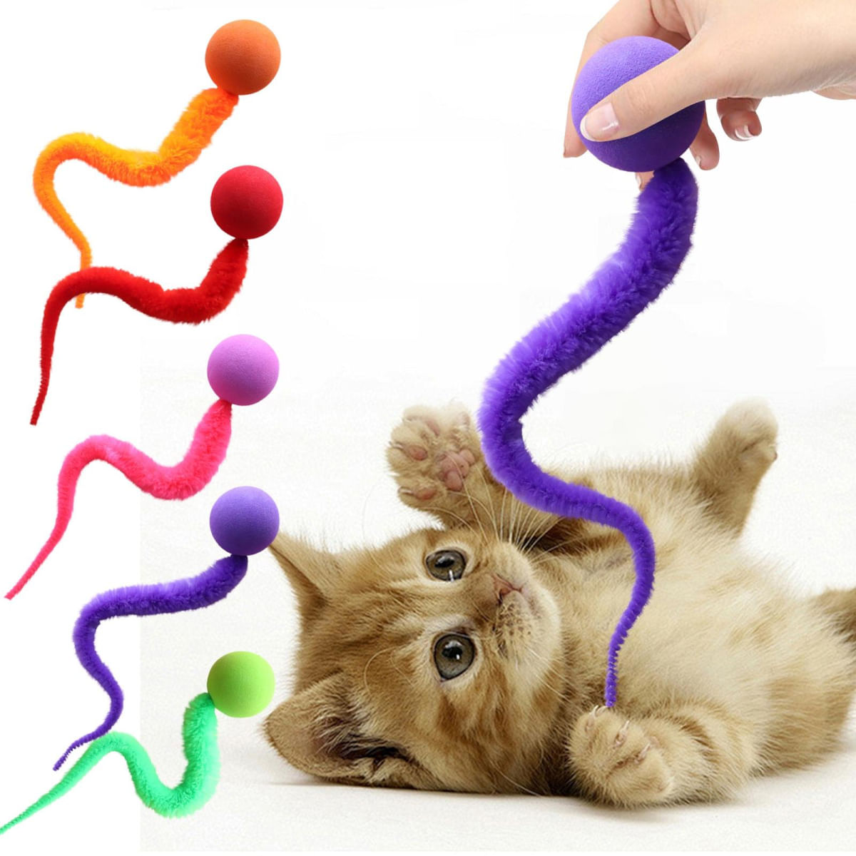 Bola Colorida em Forma de Estrela para Gatos com Cauda