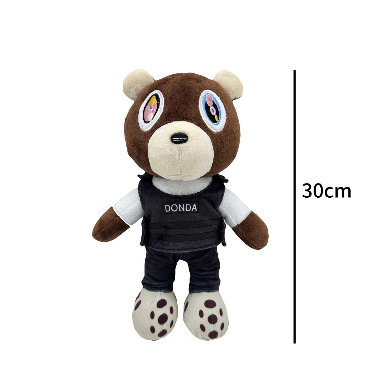 Urso de Pelúcia Kanye - Brinquedo Macio para Crianças 26cm-30cm preto