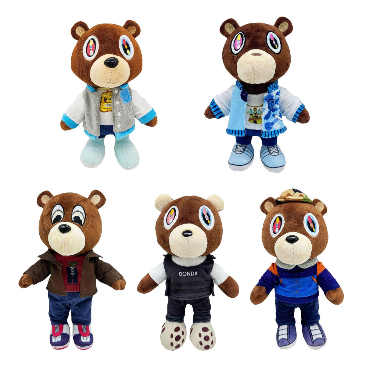 Urso de Pelúcia Kanye - Brinquedo Macio para Crianças 26cm-30cm preto