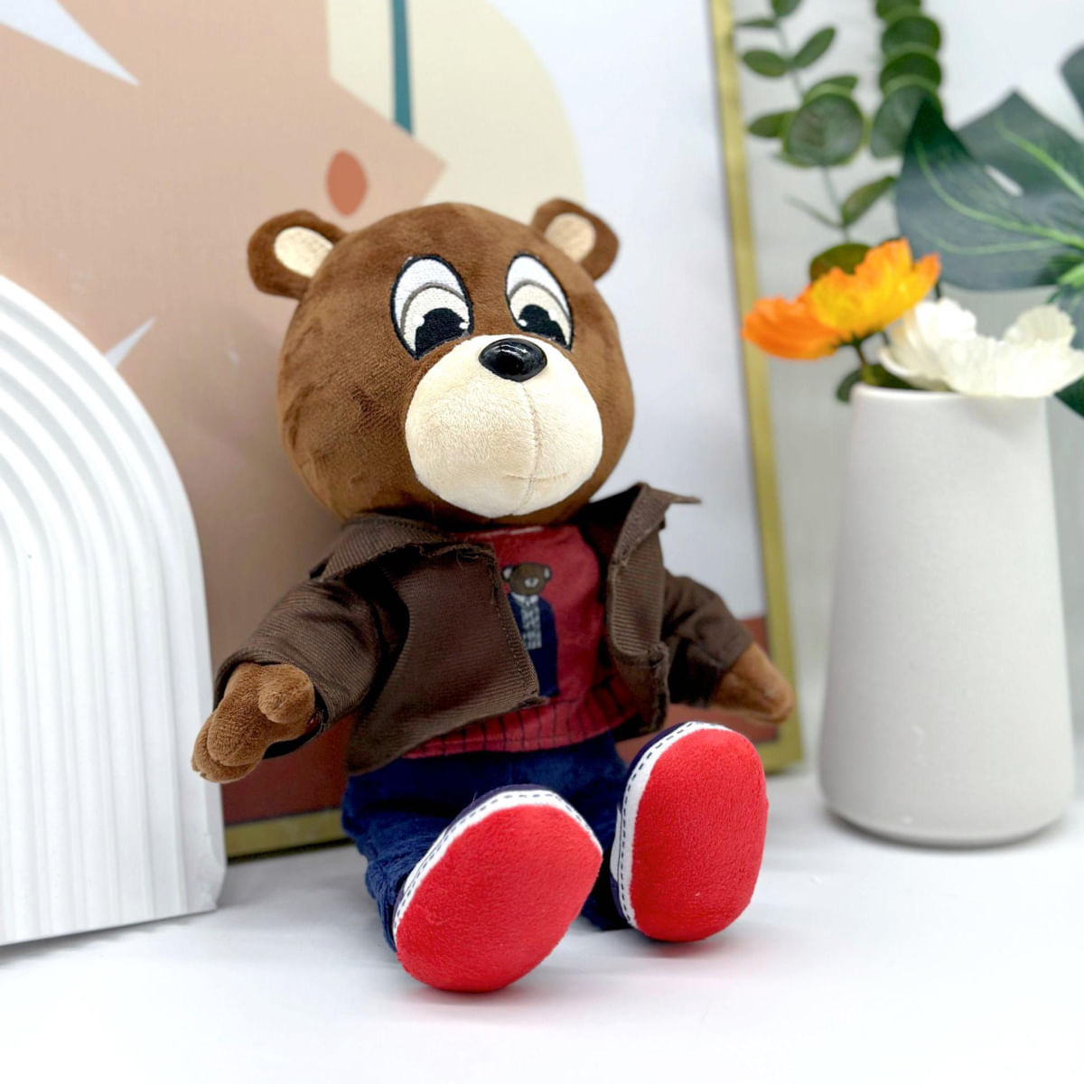 Urso de Pelúcia Kanye - Brinquedo Macio para Crianças 26cm-30cm preto