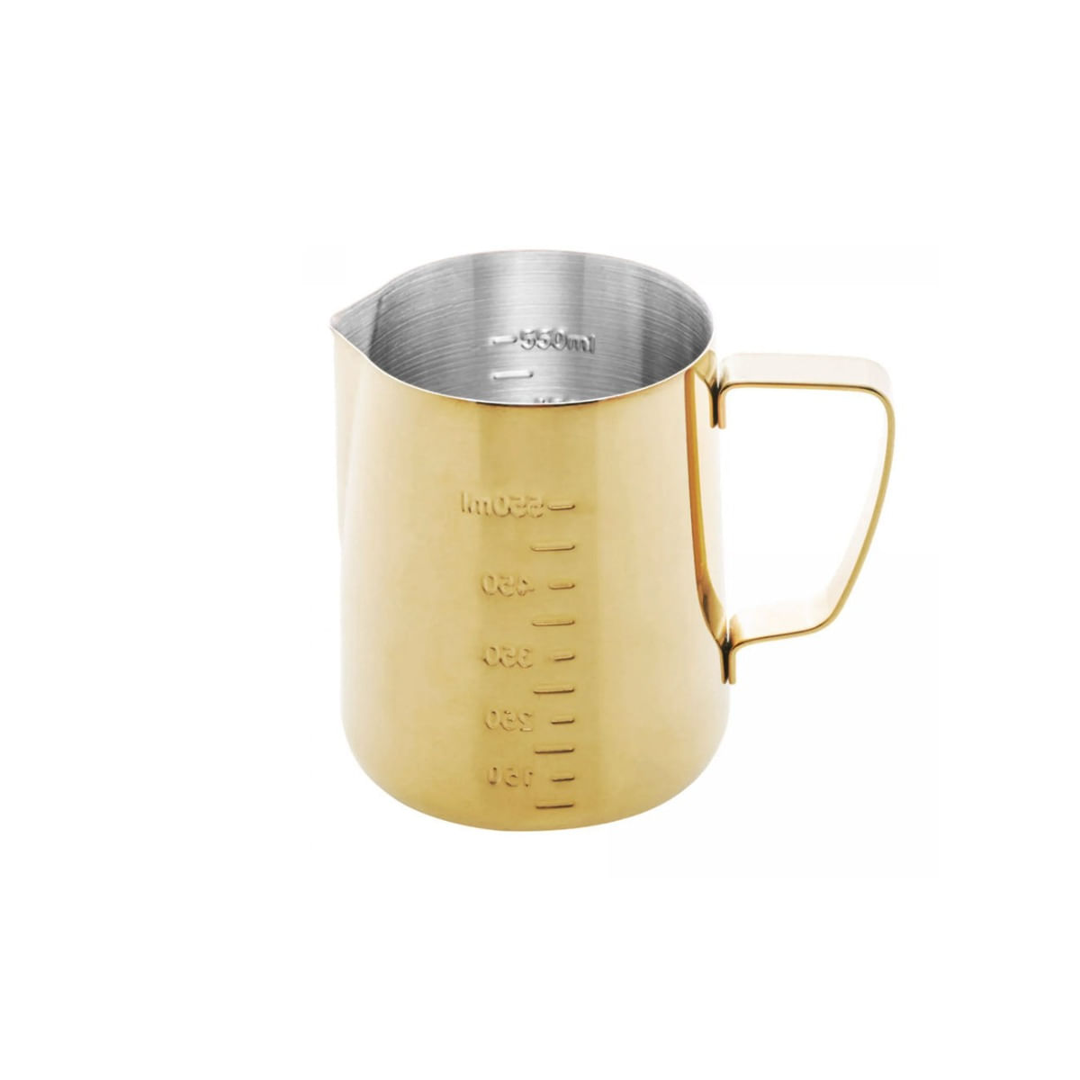 Leiteira Chaleira Bule Dourado Inox Medidor Cafeteria 600ml