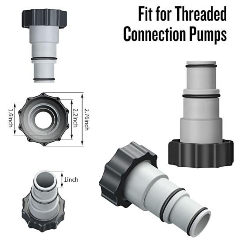 Adaptador de Mangueira de Plástico para Bomba de Piscina Intex ARU cinza