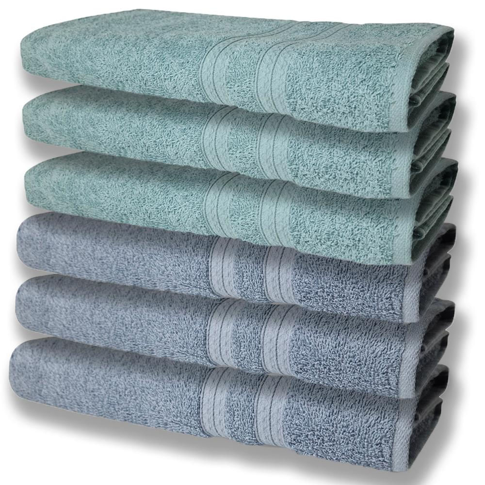 6 Toalhas Grande Super Felpudas e Grossa Algodão 80x150 Azul+Verde