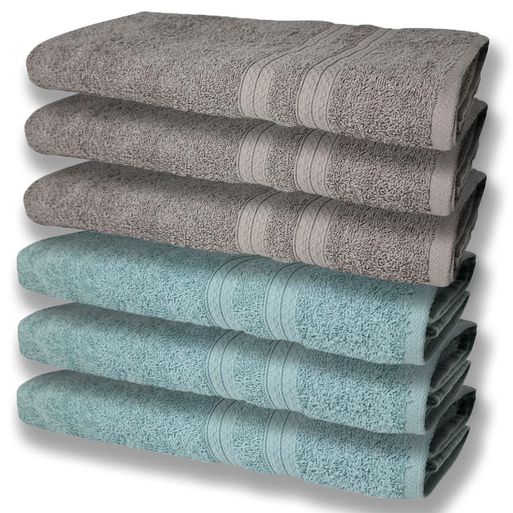 6 Toalhas Grande Super Felpudas e Grossa Algodão 80x150 Verde+Cinza