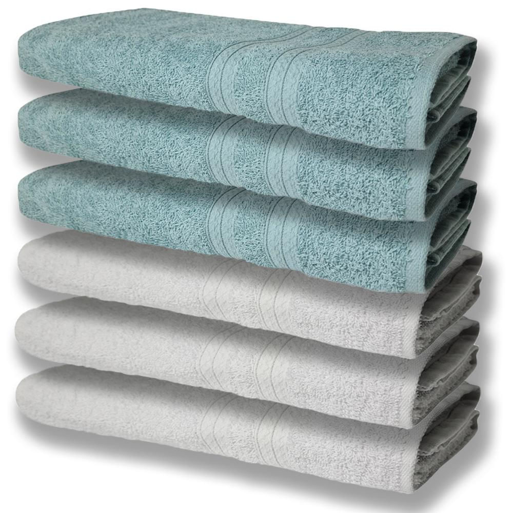6 Toalhas Grande Super Felpudas e Grossa Algodão 80x150 Branco+Verde