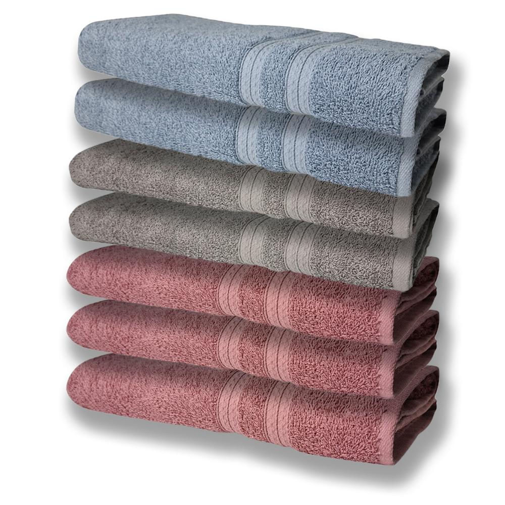 7 Toalhas Grande Super Felpudas e Grossa 80x150 3 Rosê 2 Cinza 2 Azul