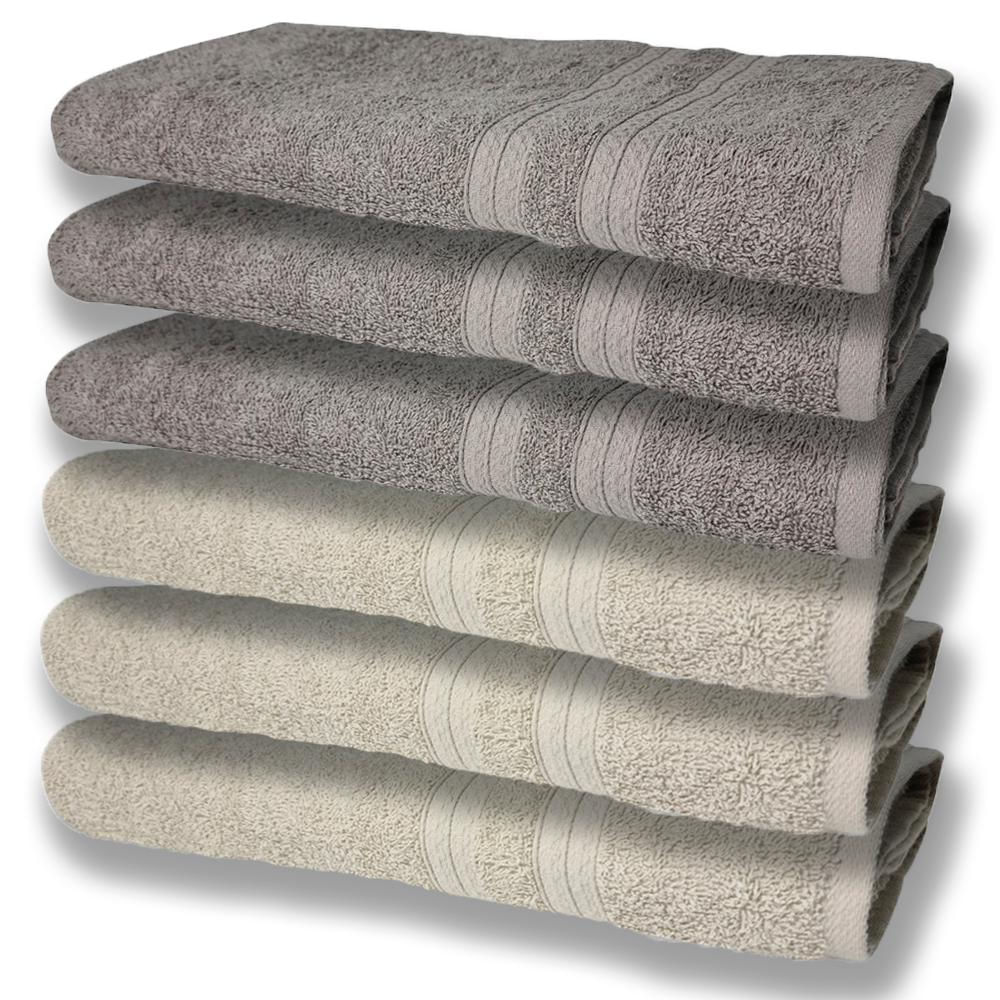 6 Toalhas Grande Super Felpudas e Grossa Algodão 80x150 Bege+Cinza