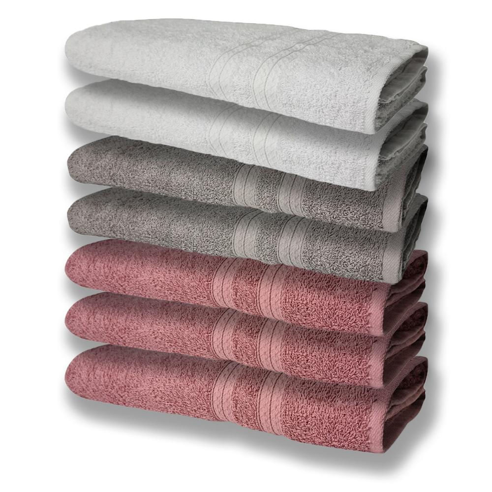 7 Toalhas Grande Super Felpudas e Grossa 80x150 3 Rosê 2 Cinza 2 Branco