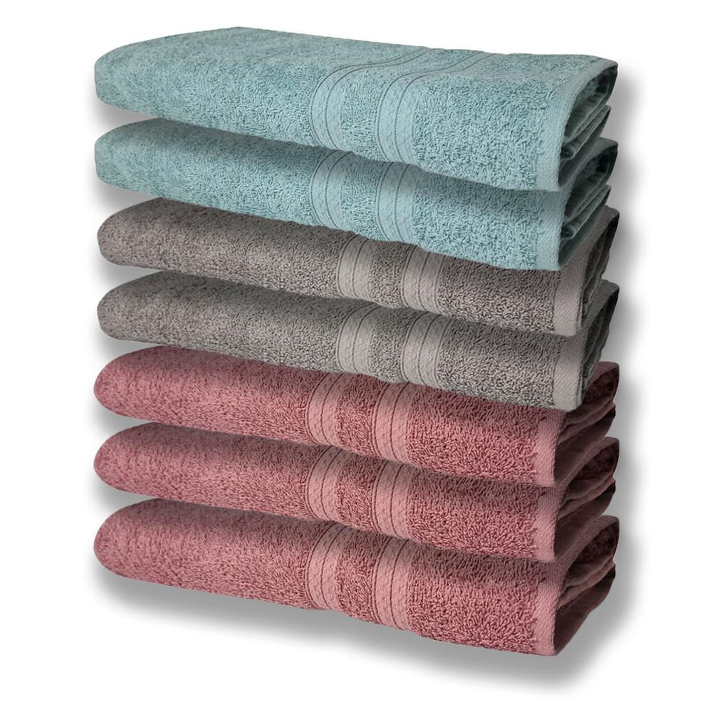 7 Toalhas Grande Super Felpudas e Grossa 80x150 3 Rosê 2 Cinza 2 Verde