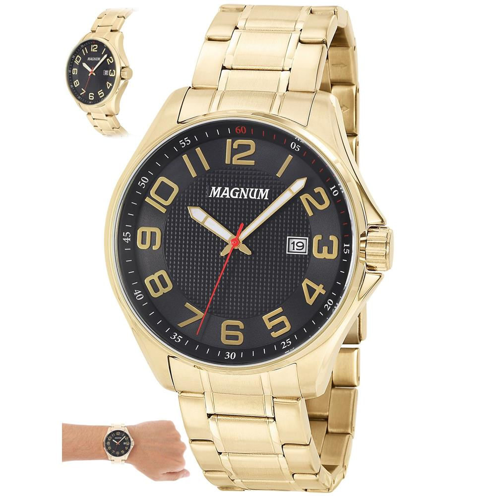 Relógio Magnum Masculino Ref: Ma34585u Casual Dourado