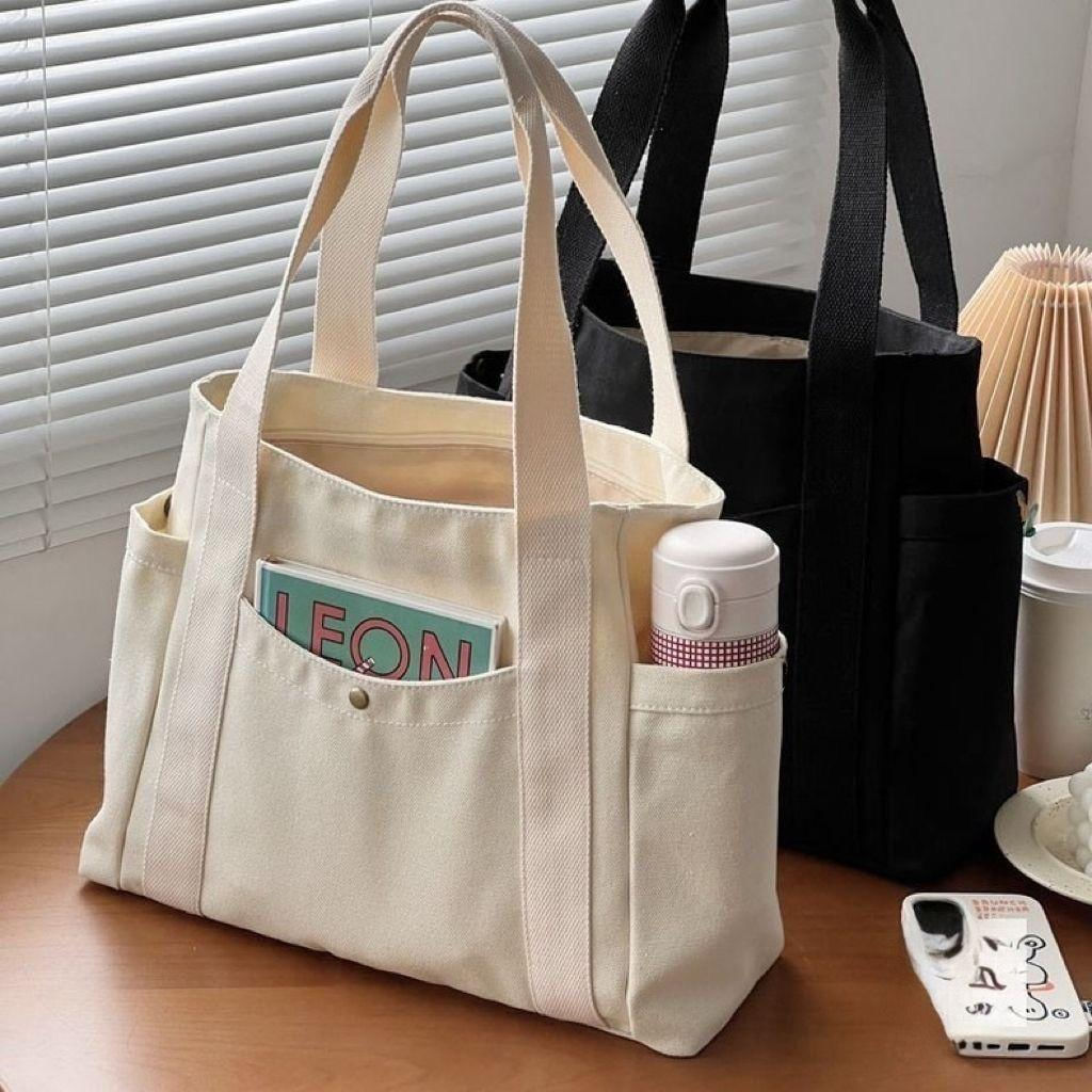 Bolsa Tote de Lona Grande para Trabalho e Estudo