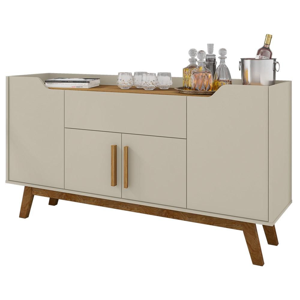 Balcão Aparador Buffet 4 Portas 1 Gaveta Future Off White/Cinamomo - Bechara