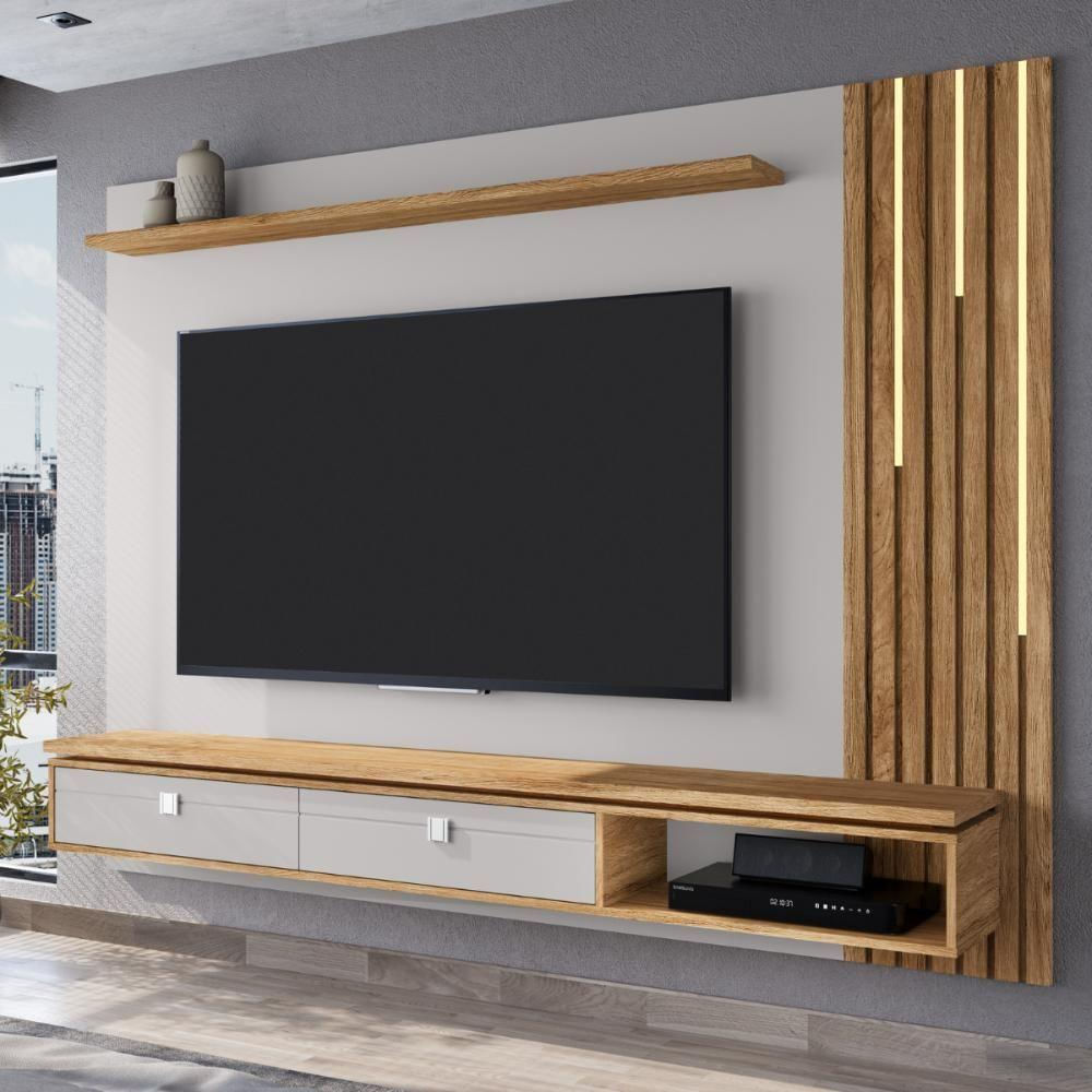 Painel Para Tv 75 Polegadas Hessen Off White Cinamomo