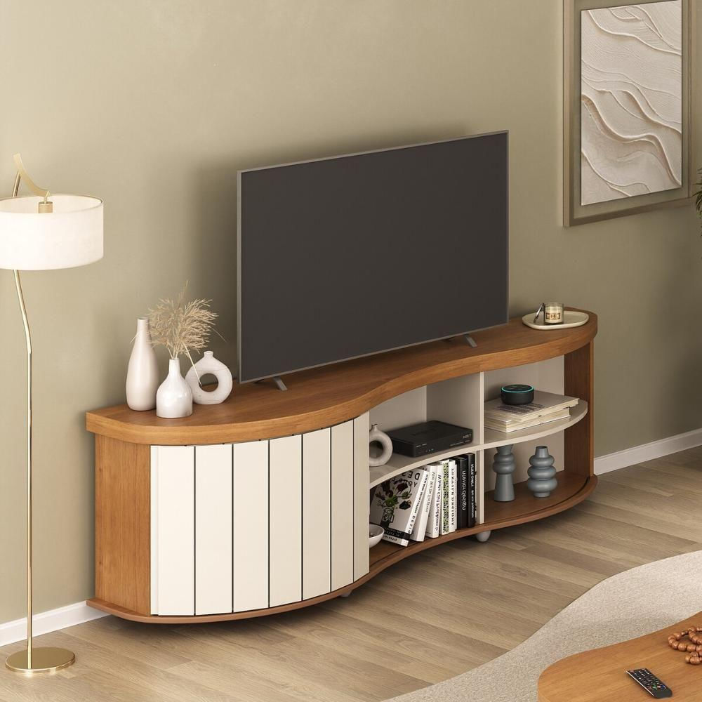 Rack Para Tv Sirius Carvalho Off White Menta