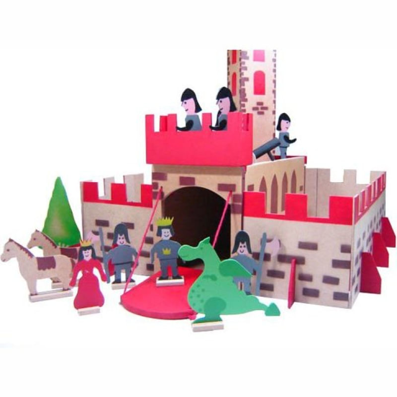 Castelo Medieval com Acessórios - Madeira - Multicolorido- 100% Artesanal