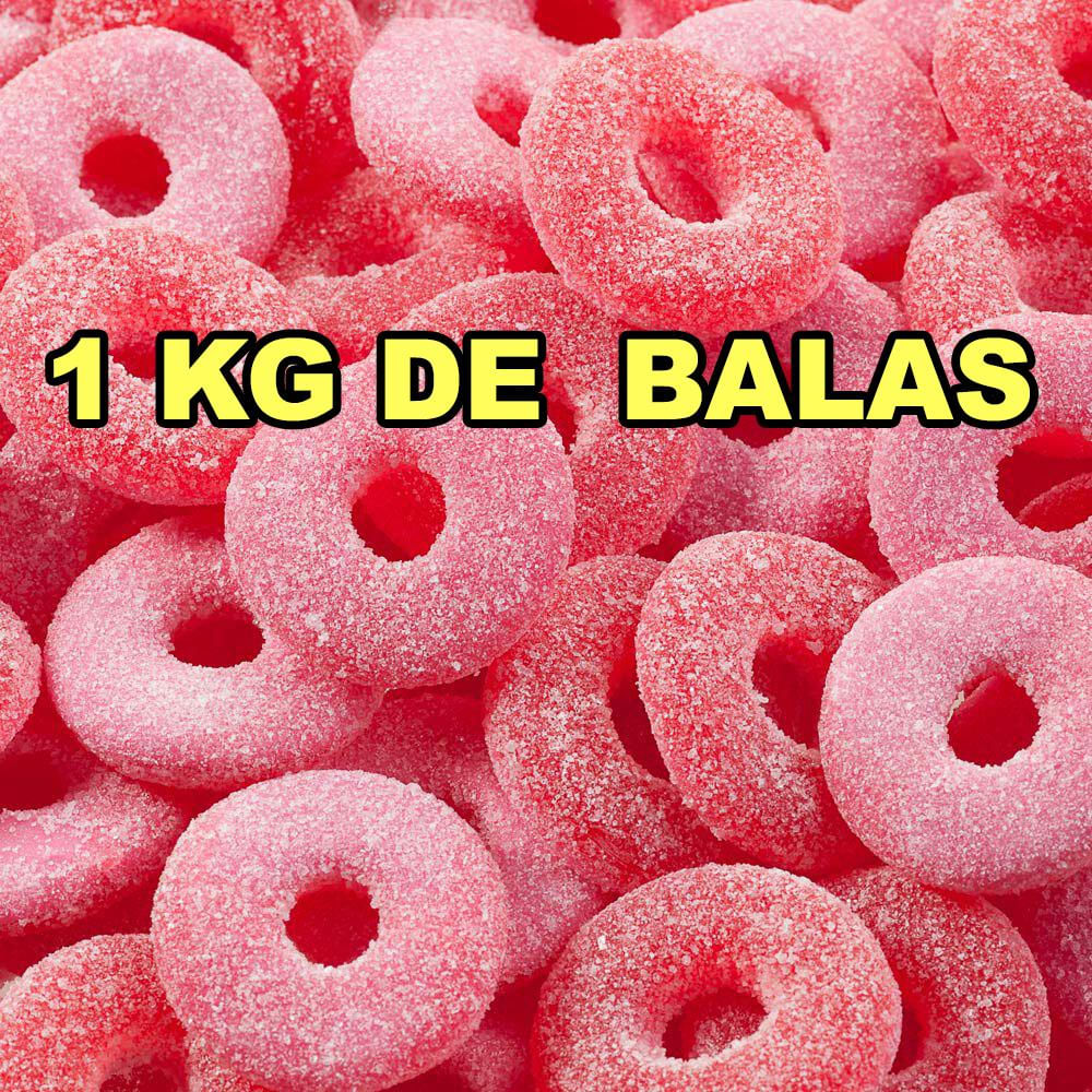 Balas Fini Aros de Morango Azedinhos Pacotão de 1KG