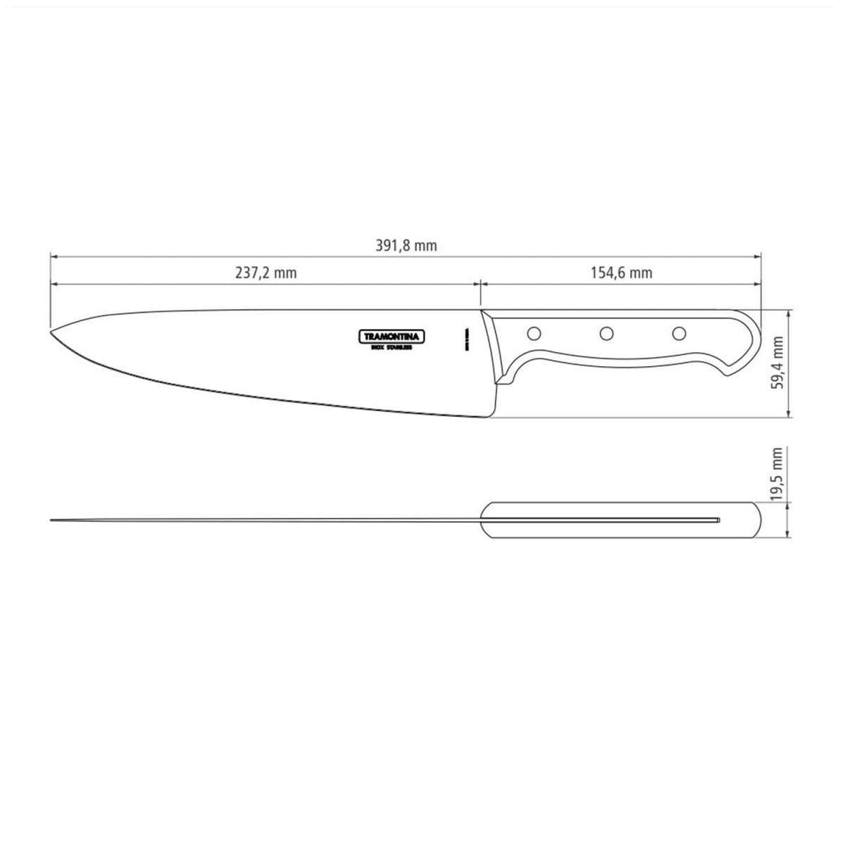 Faca para Churrasco em Aço Inox e Cabo Vermelho Polywood 10" - Tramontina