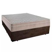 Cama Box Casal Suede + Colchão Sereneprime Molas Ensacadas 138x188x65 Cor:marrom