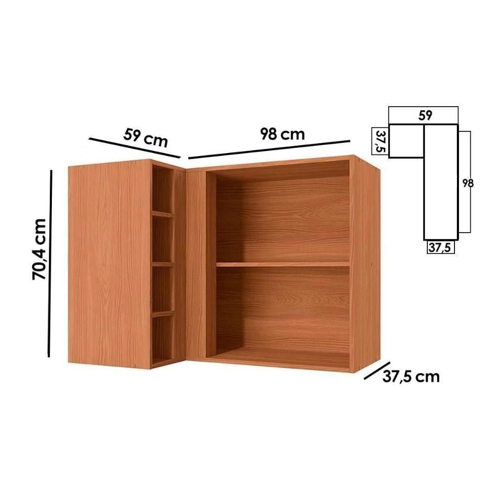 Armário Aéreo Cozinha Modulado Canto Reto Ciela R647 Com 1 Porta 98cm Canela-azul - Kappesberg