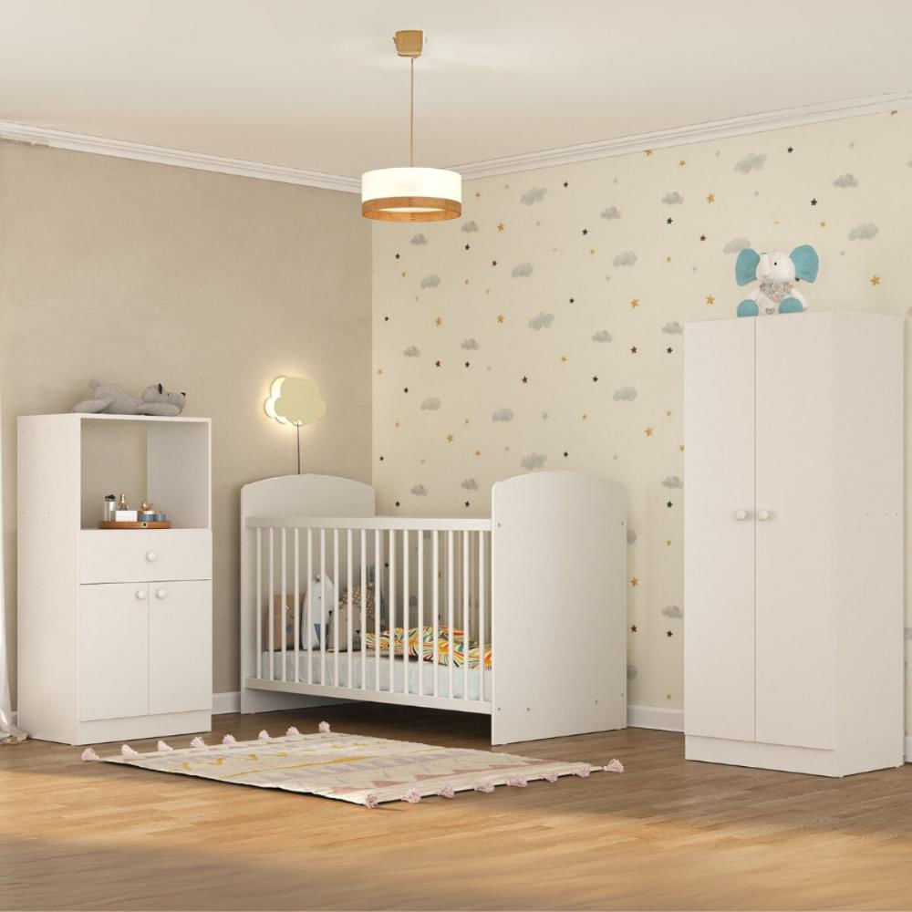 Quarto Infantil Completo com Berço Guarda-Roupa e Cômoda Multimóveis MP4358