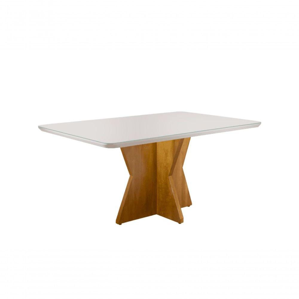 Mesa De Jantar Moderna Com Vidro - Cristal-1,80x0,90m - Móveis Mundial