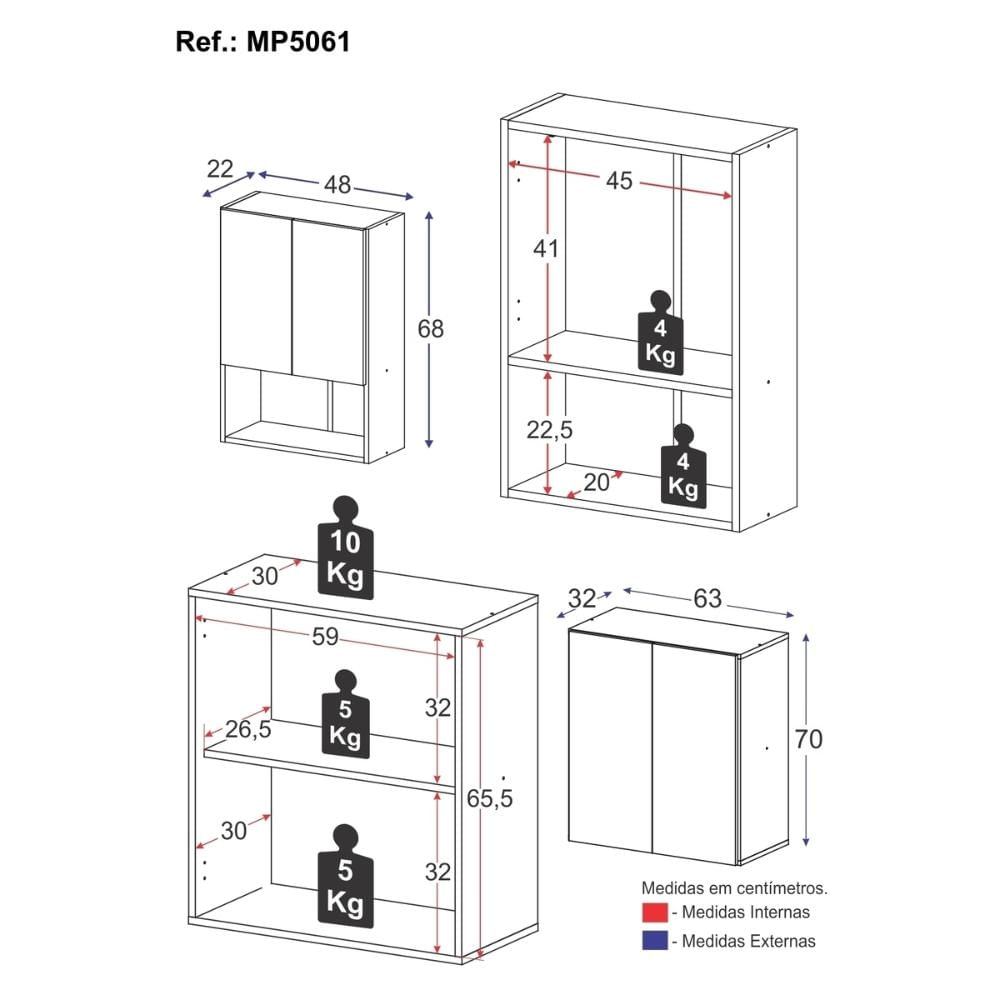 Conjunto de Gabinete Banheiro com Armário Aéreo 2 Portas Multimóveis MP5061 Branca