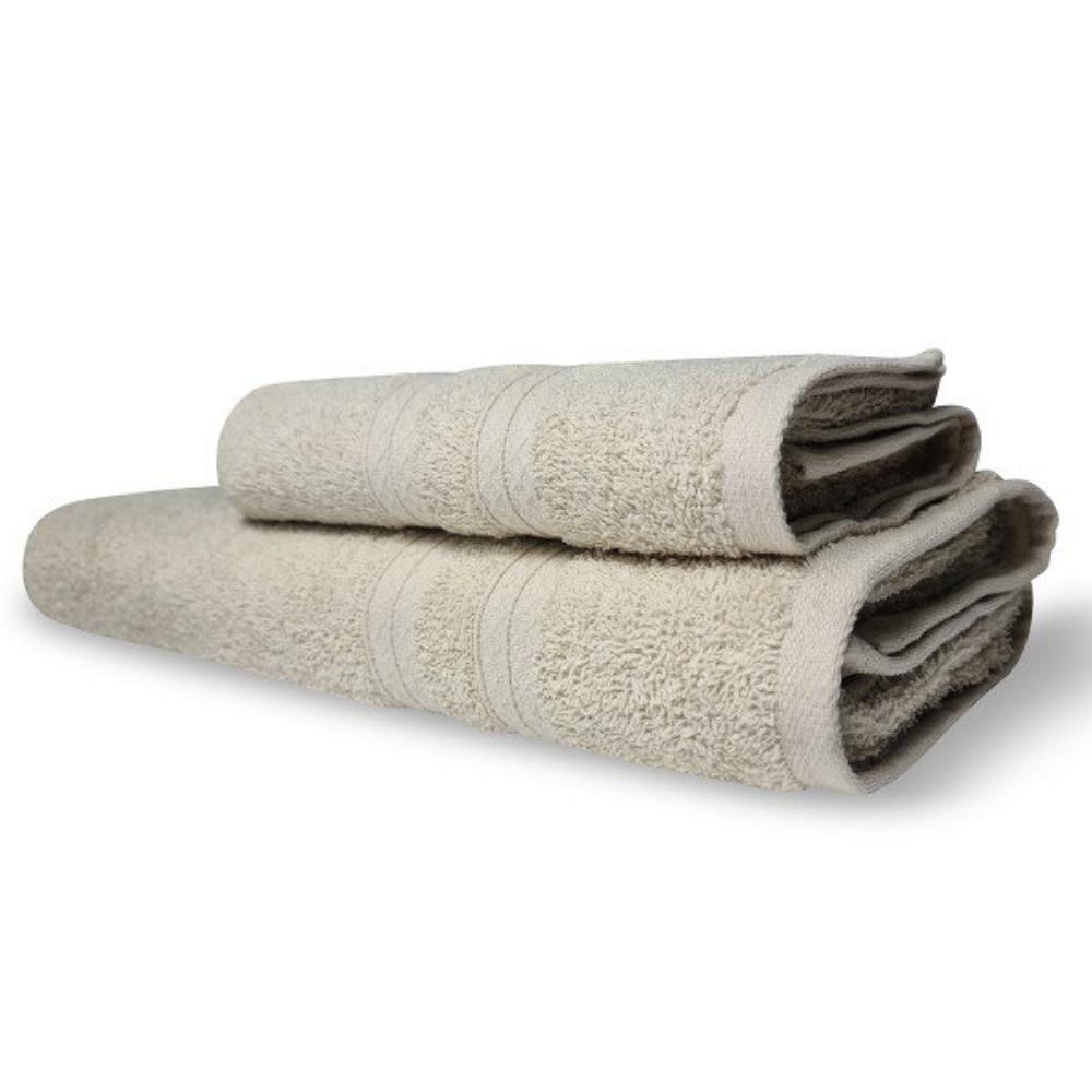 Jogo 2 Toalhas Lisboa 1 Banho 1 Rosto Grossa 100% Algodão 430g/m² Bege
