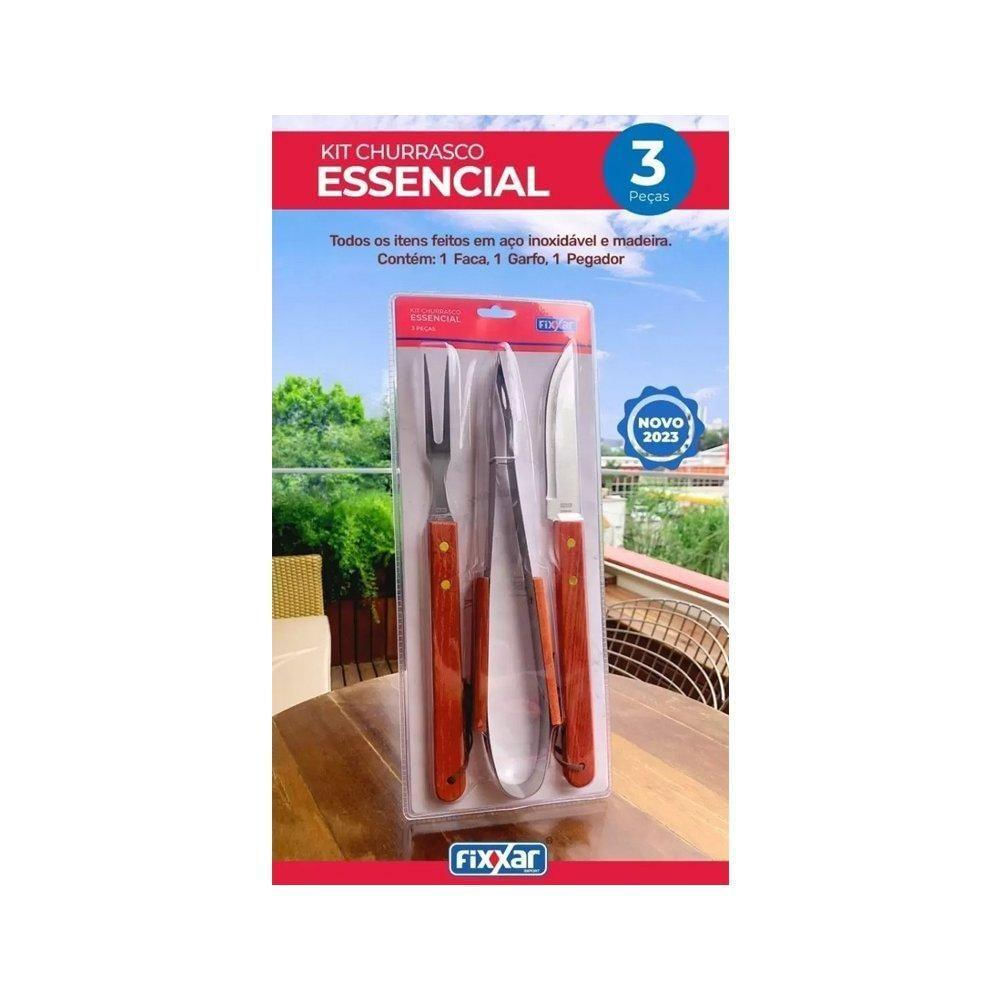 Kit Churrasco Inox 3 Pcs Essencial Ud 3701 - Fixxar