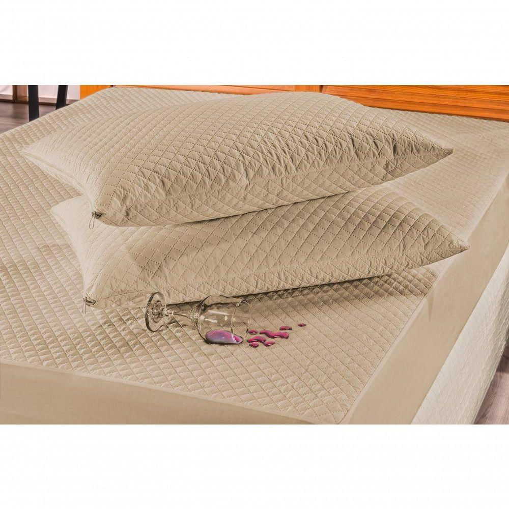 Kit Protetor De Travesseiro Impermeável Bia 02 Peças - Cáqui