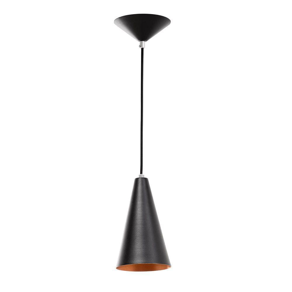 Pendente Luminária Lustre Teto Balcão Sala Cone Grande Preto Pendente Cone Preto